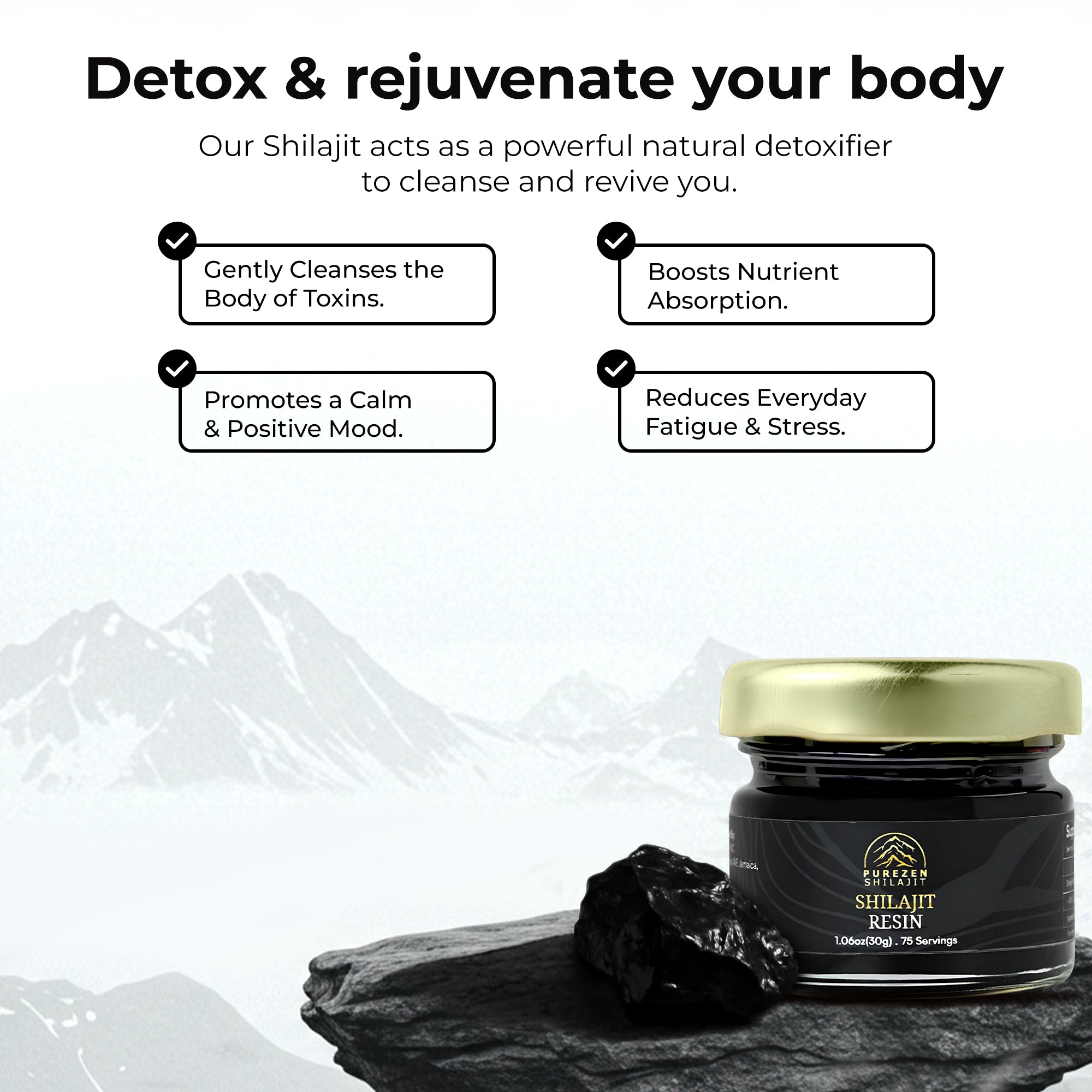 75%+ Fulvic Acid, 85+ Trace Minerals from 17,000 ft Himalayas – Natural Energy, Stamina & Muscle Support for Men & Women, Lab-Tested 30g (75 Servings)